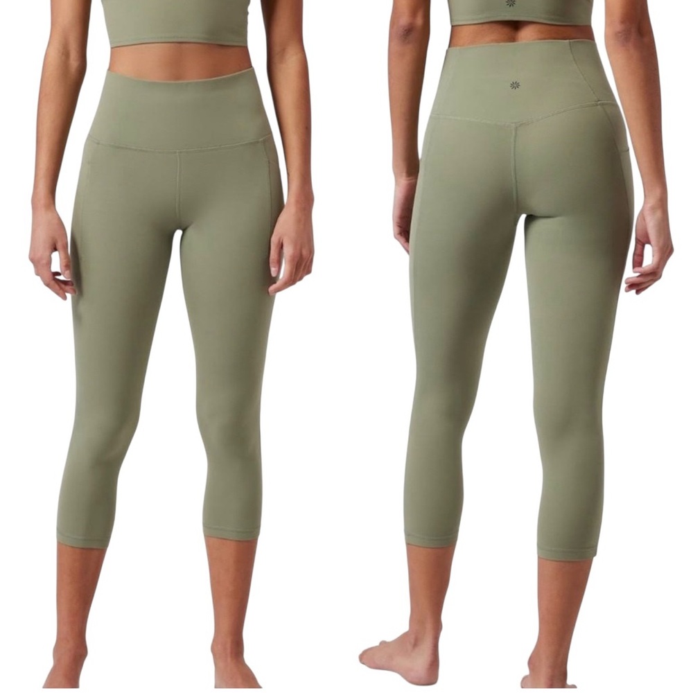 Athleta Salutation Stash Pocket Capri in Eucalyptus Green Medium